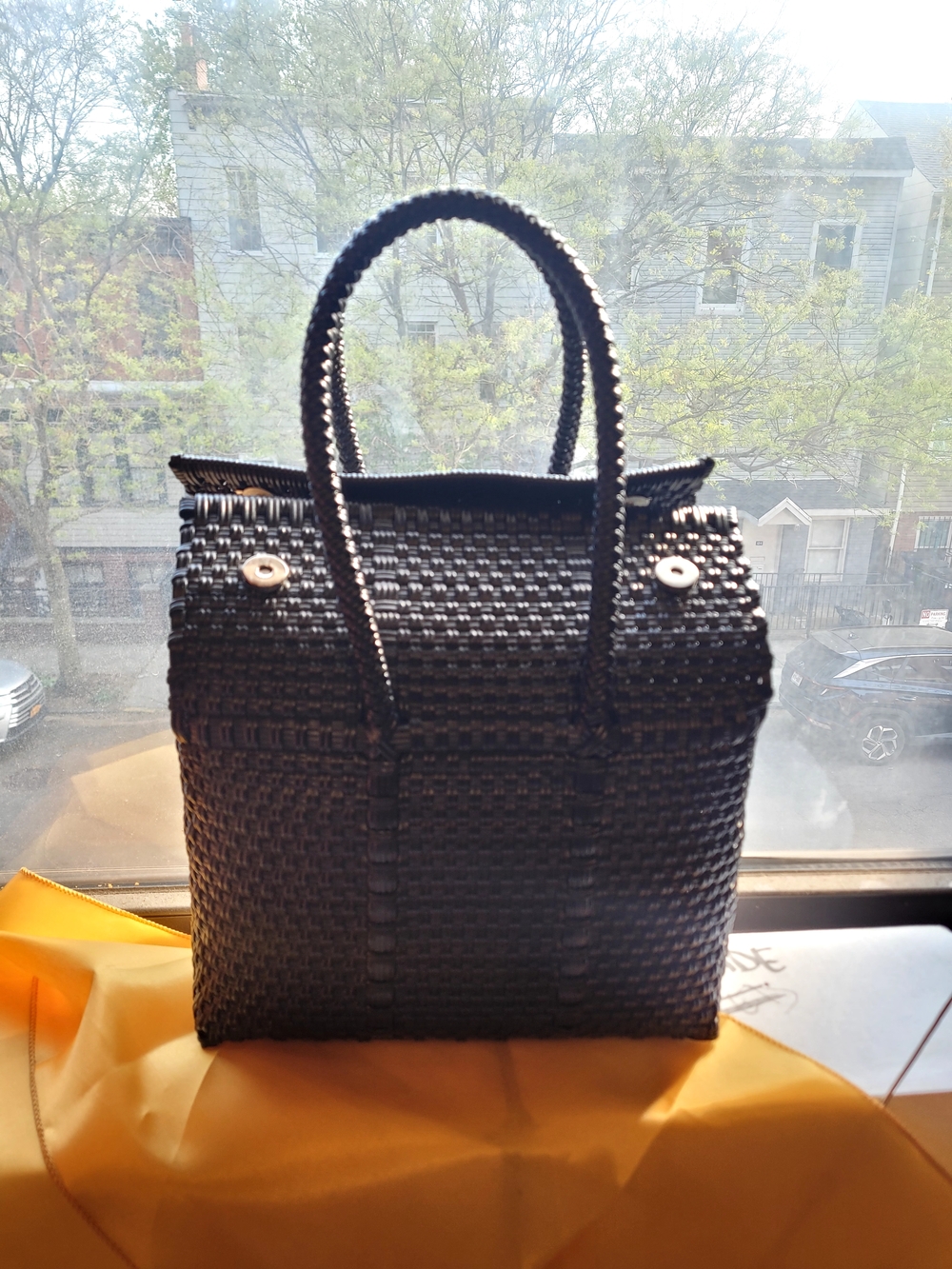 Black Woven Bonbon Mini Tote Bag - Classic Women's Carryall
